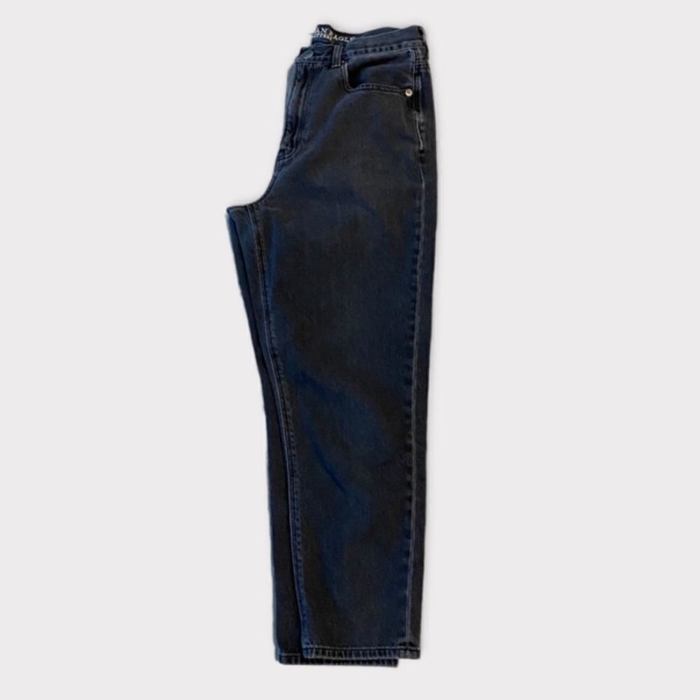American Eagle Black Mom Straight Leg Hi Waisted Denim Jeans